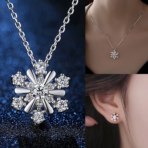 Snowflake Diamond Necklace and Earring Set