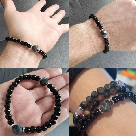Obsidian & Black Tourmaline Bracelet