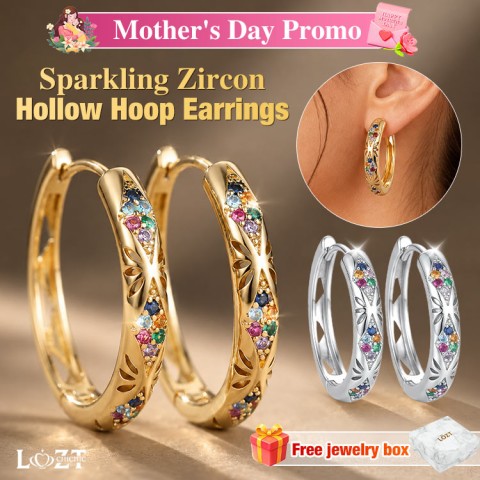 Sparkling Zircon Hollow hoop Earrings