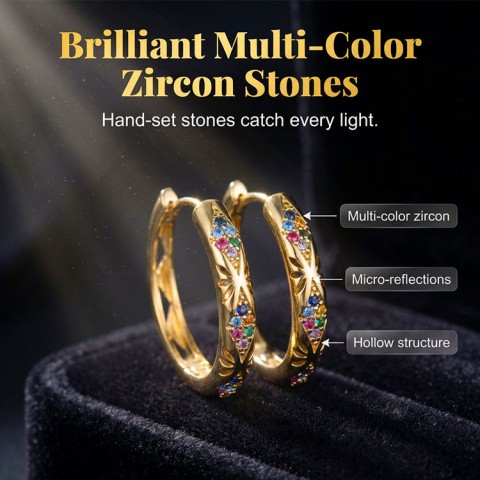 Sparkling Zircon Hollow hoop Earrings