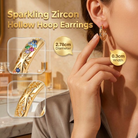 Sparkling Zircon Hollow hoop Earrings