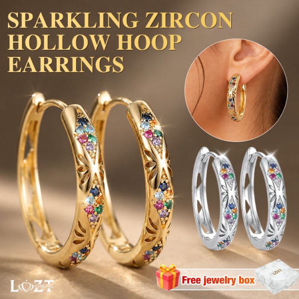 Sparkling Zircon Hollow hoop Earrings