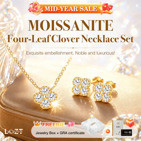 Moissanite Four-Leaf Clover Necklace Set