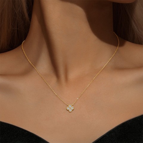 Moissanite Four-Leaf Clover Necklace Set