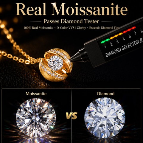 Moissanite Floating Planet Necklace & Bracelet Set