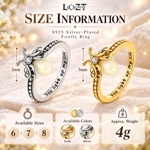 S925 Silver-Plated Firefly Ring