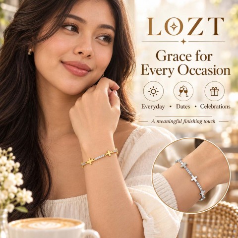 Eternal Devotion Sideways Cross Moissanite Bracelet | Perfect Engagement Wedding Anniversary Christmas Valentines Day Gifts