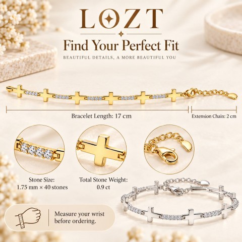 Eternal Devotion Sideways Cross Moissanite Bracelet | Perfect Engagement Wedding Anniversary Christmas Valentines Day Gifts