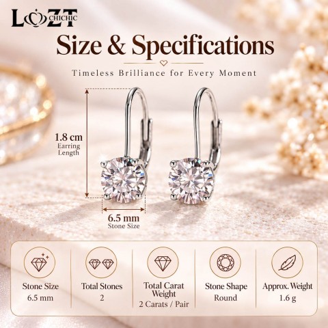 S925 Silver Classic Six-Prong Moissanite Huggie Earrings