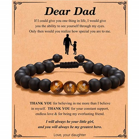 Fathers Day Tiger Eye Black Frosted Bracelet