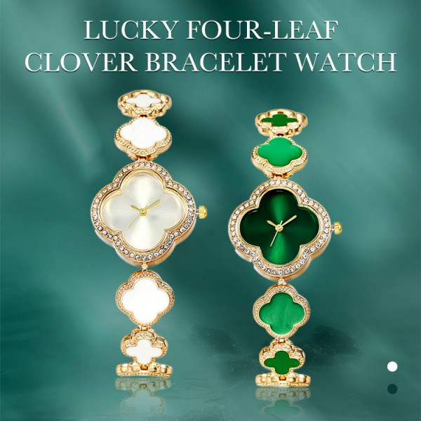 Lucky four-leaf clover bracelet watch..