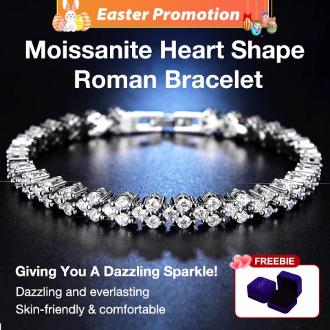 Moissanite Heart Shape Roman Bracelet