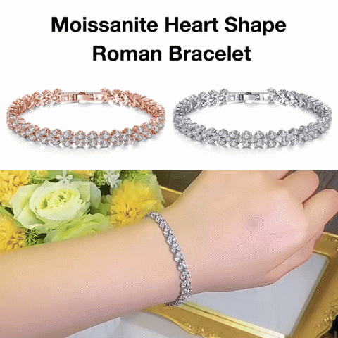 Moissanite Heart Shape Roman Bracelet