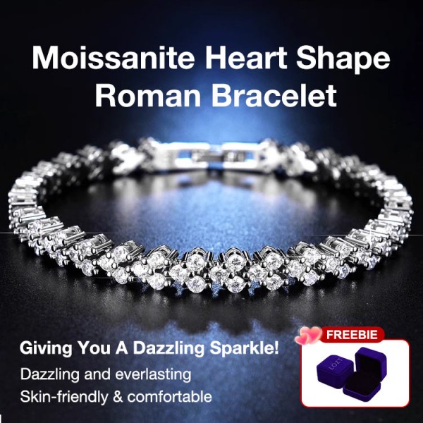 Moissanite Heart Shape Roman Bracelet