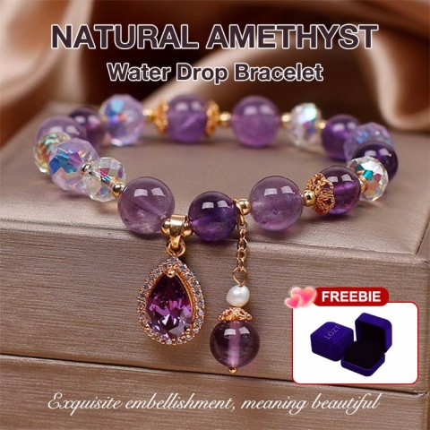 Natural Amethyst Water Drop Bracelet