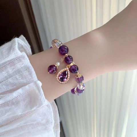 Natural Amethyst Water Drop Bracelet