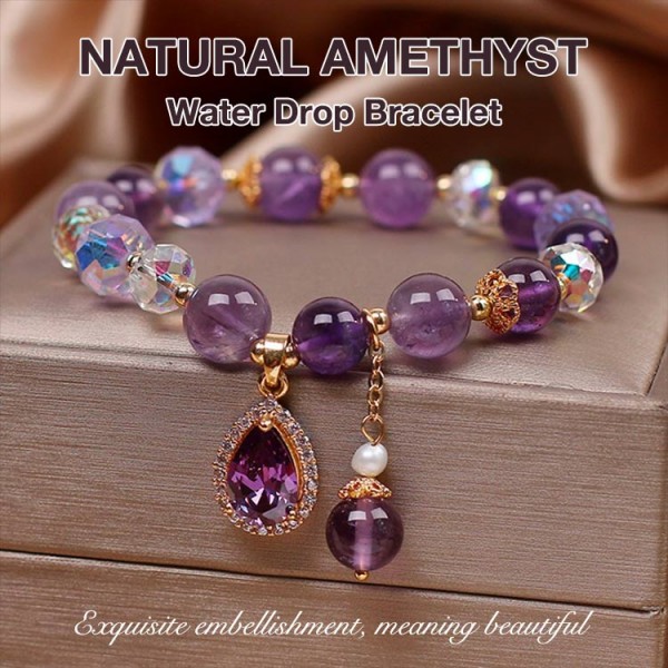 Natural Amethyst Water Drop Bracelet