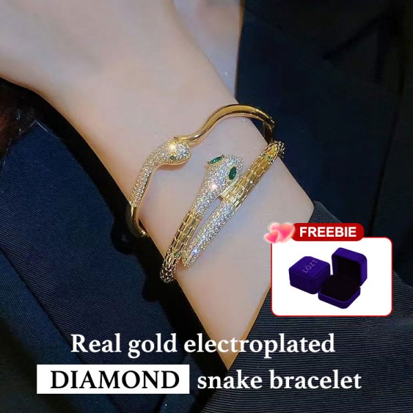 Real gold electroplated zircon snake bracelet