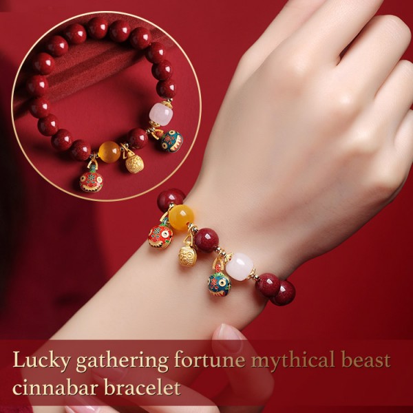 Lucky gathering fortune mythical beast cinnabar bracelet