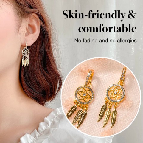 Dreamcatcher 14K solid gold earrings