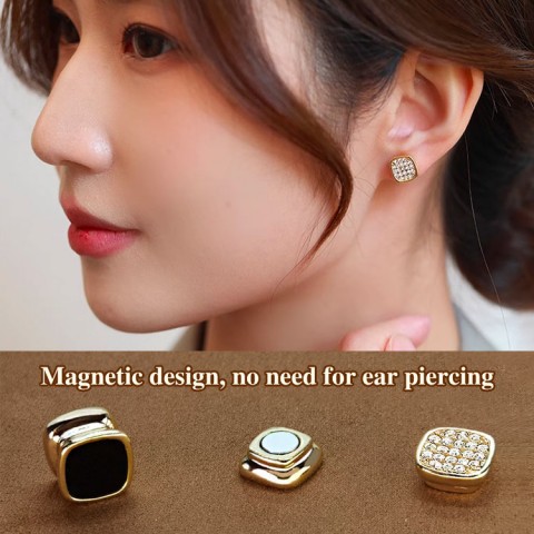 Magnetic Diamond Double-sided Stud Earrings