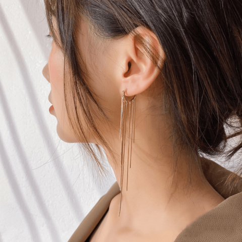Tassel earrings pure silver ear pins hypoallergenic