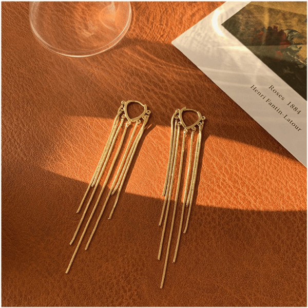 Tassel earrings pure silver ear pins hypoallergenic