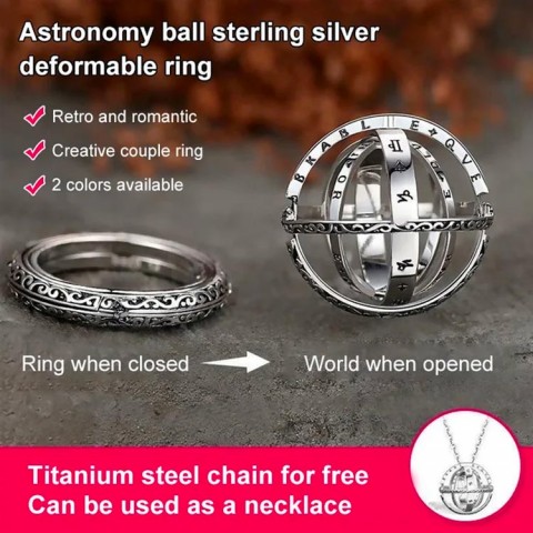 Astronomy Ball Sterling Silver Deformable Ring