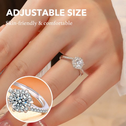 Adjustable moissanite ring