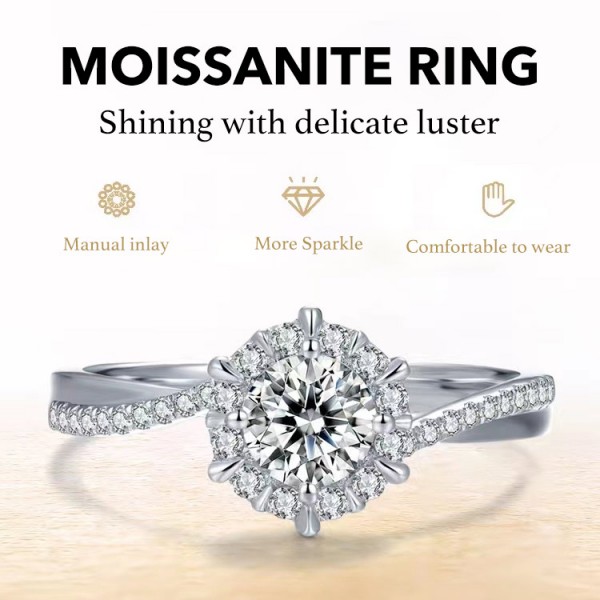 Adjustable moissanite ring
