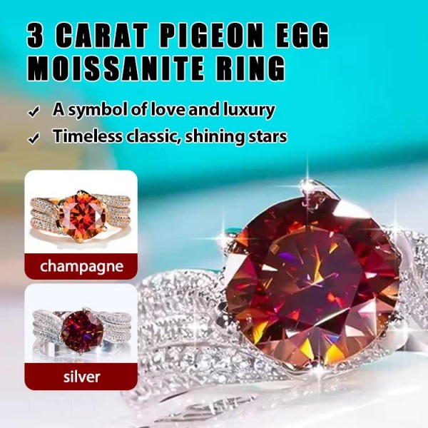 3 Carat Pigeon Egg Moissanite Ring