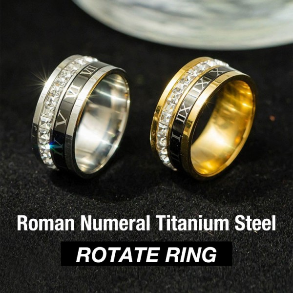 Roman Numeral Titanium Steel Turnable Ring