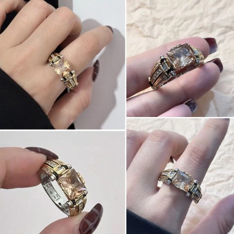 Heavy Duty Vintage Zirconia Wide Band Ring