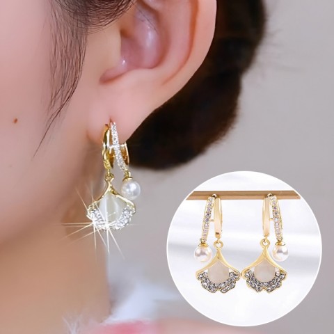 24k Gold Plated Ginkgo Leaf Pearl Jewelry