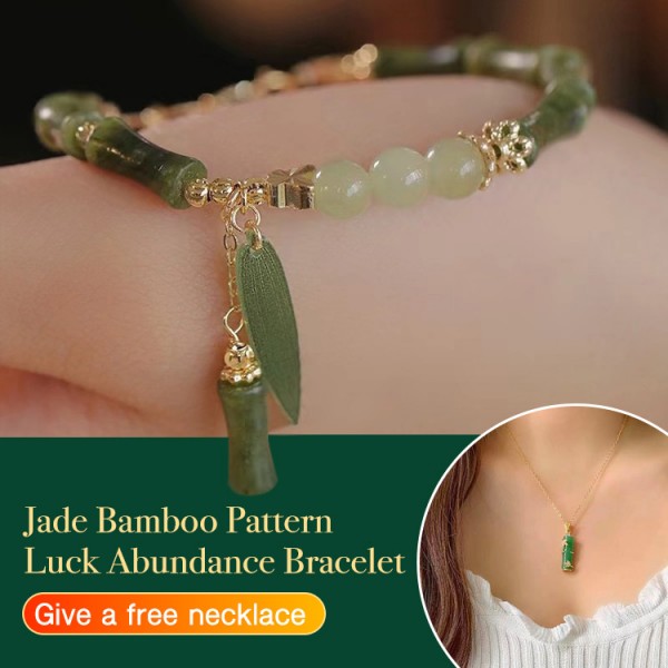 Jade Bamboo Pattern Luck Abundance Bracelet-Give a free necklace