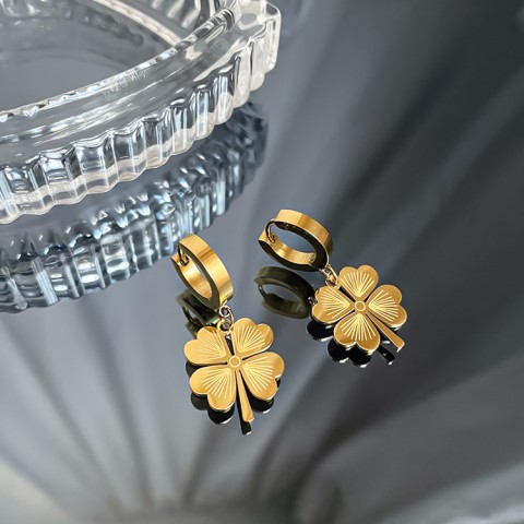 Clover Flower Titanium Steel 18k Gold Jewelry Set