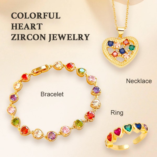 Colorful Heart Zircon Jewelry..