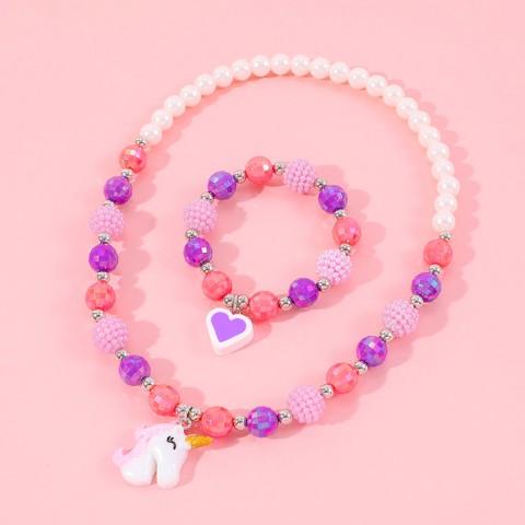 Children Sweet Necklace Bracelet Set-Cute cute unicorn