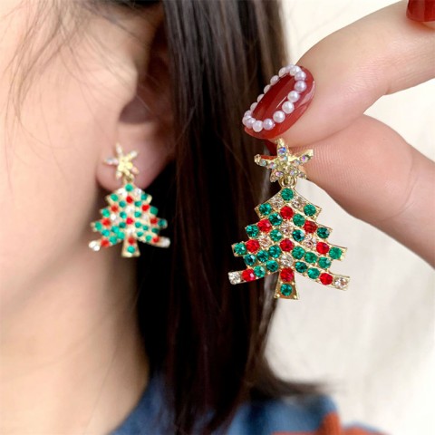 Christmas Gift For Her -Shiny Christmas Tree Earrings and Necklace