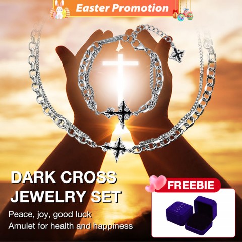Dark cross jewelry set