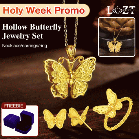 18K Gold Plated Hollow Butterfly Jewelry Set