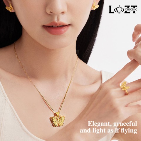 18K Gold Plated Hollow Butterfly Jewelry Set