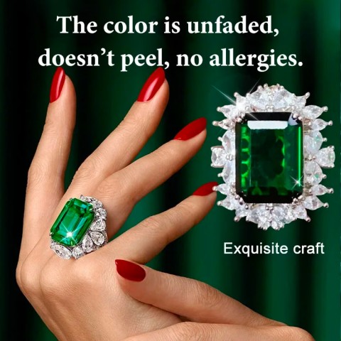 Grandmother Green Square Diamond Necklace Set