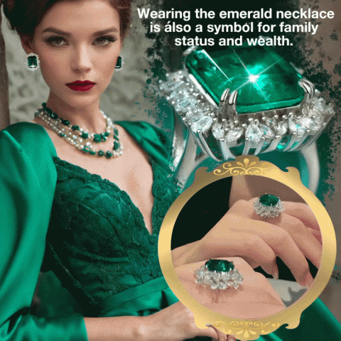 Grandmother Green Square Diamond Necklace Set