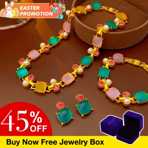 18k gold plated colorful jewelry set