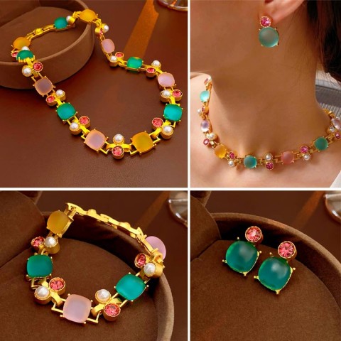 18k gold plated colorful jewelry set