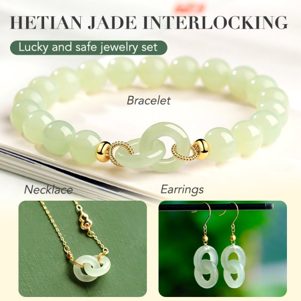 Hetian jade interlocking lucky and safe jewelry set