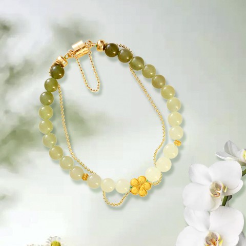 hetian jade peach blossom jewelry set