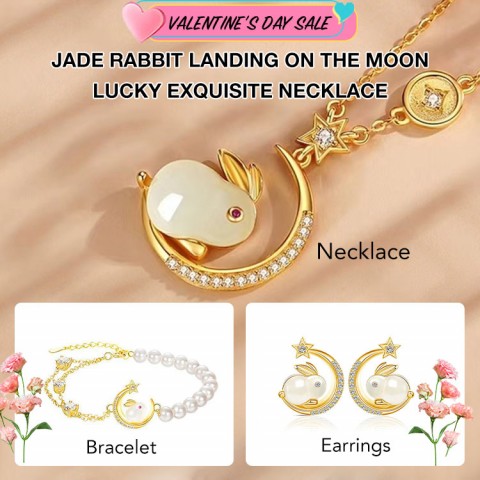 Jade Rabbit Landing on the Moon Lucky Exquisite Necklace