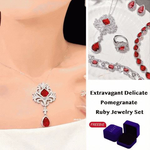 Extravagant Delicate Pomegranate Ruby Jewelry Set
